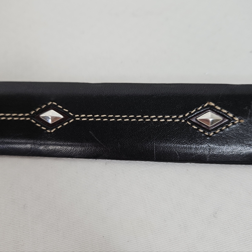 Brighton Black Leather Western Belt Silver Stud Buckle Size 34 USA Made - Picture 9 of 12